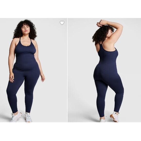 Victoria Secret Pink  Seamless Workout Onesie jumpsuit Navy XL NWT - Picture 1 of 7